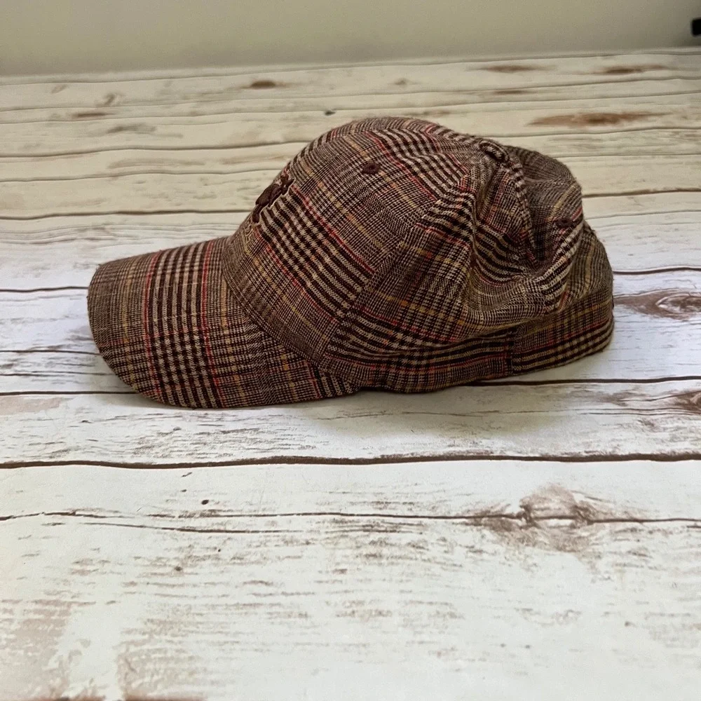 Kangol Baseball Cap Brown Glen Plaid Flexfit Logo Hat S/M